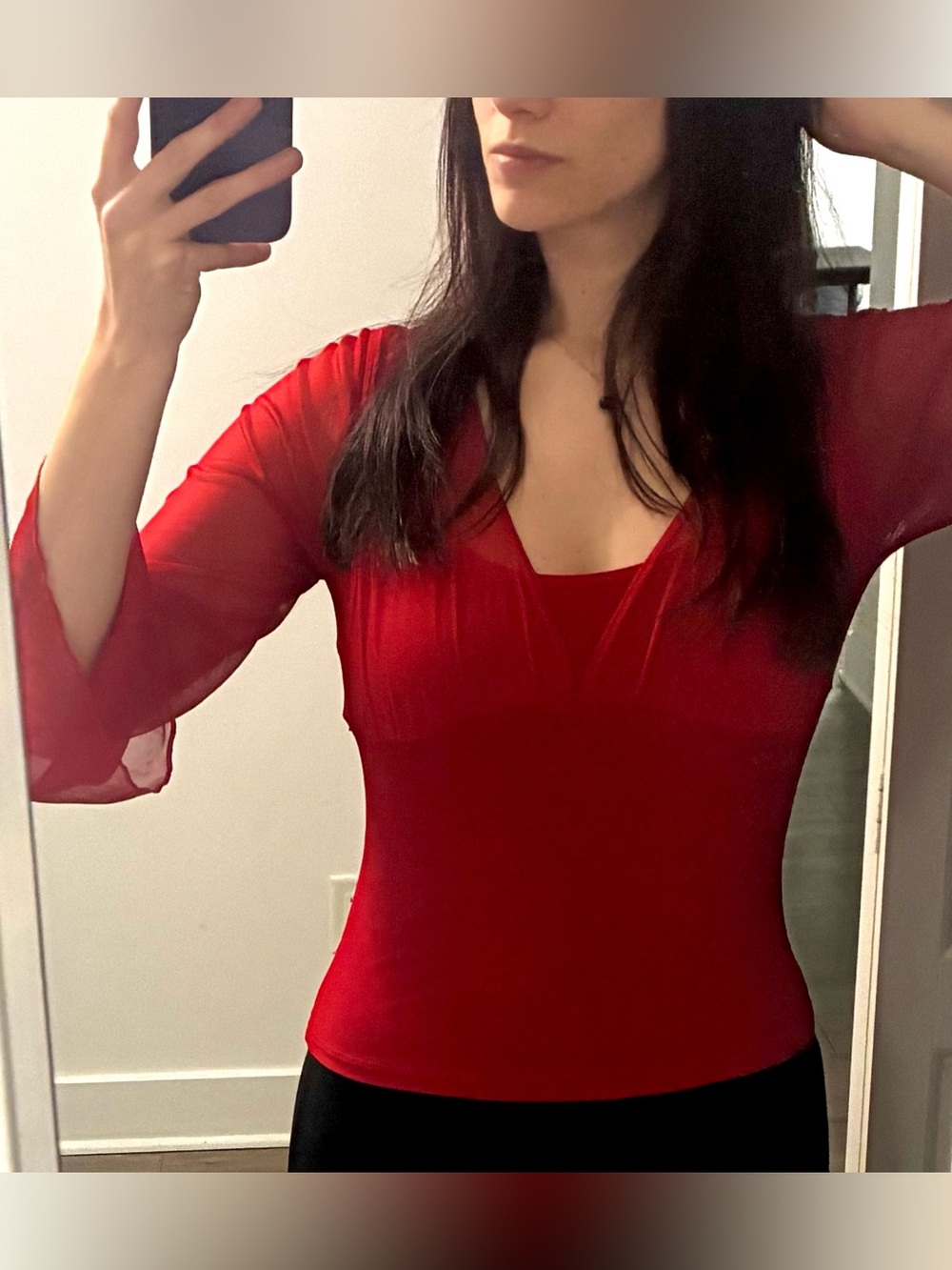 Bell sleeves vamp crop top